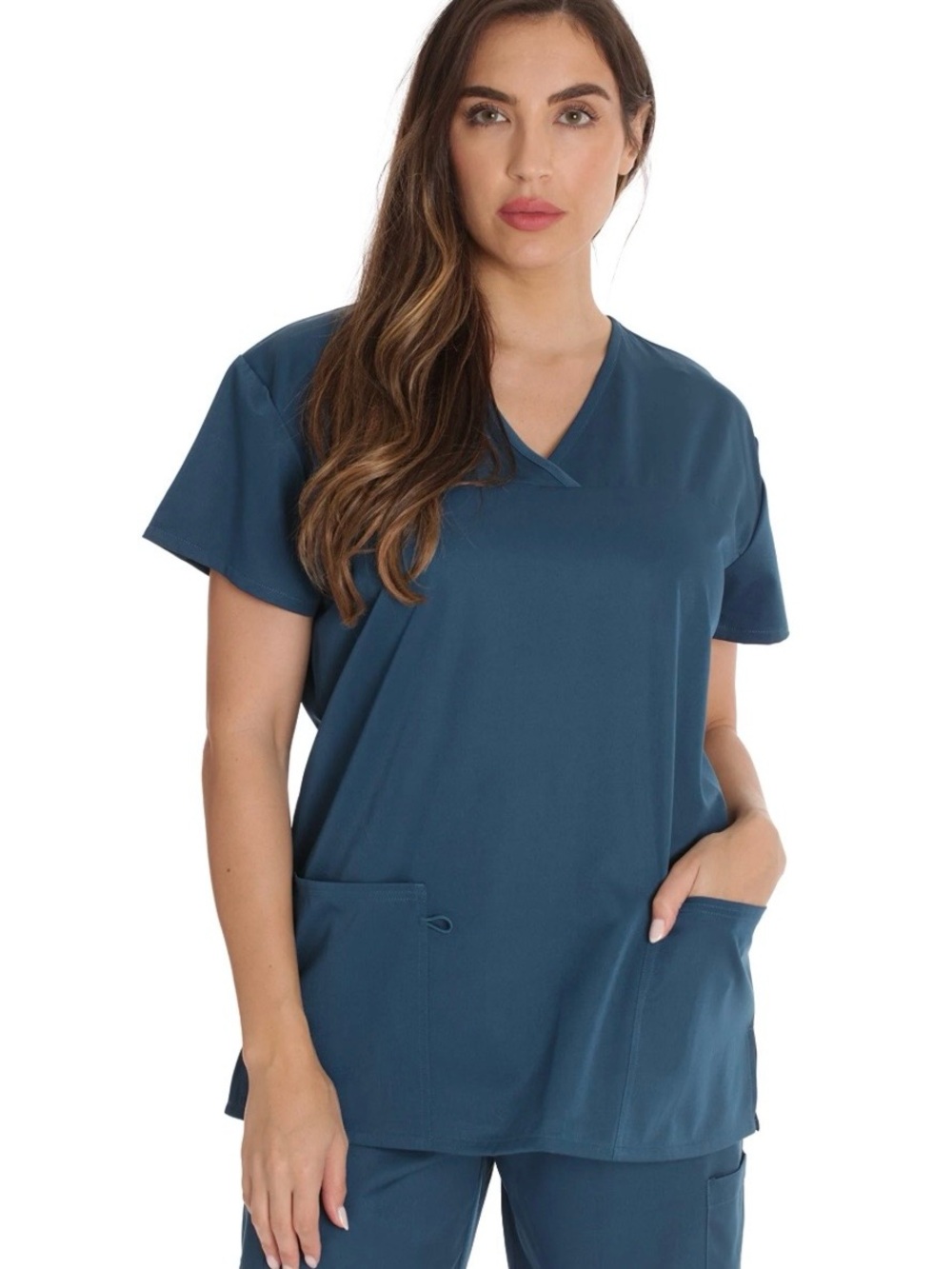 Flex Core Women’s scrubs Short Sleeve V-Neck Top in Dark Teal